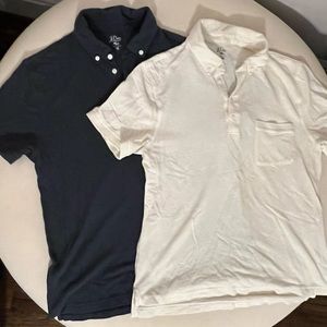 2 J. Crew Polo’s. Medium Navy & White